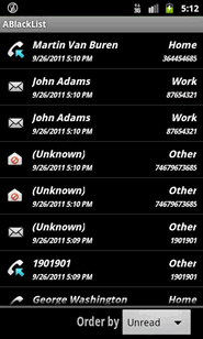 Blocked calls/messages are logged