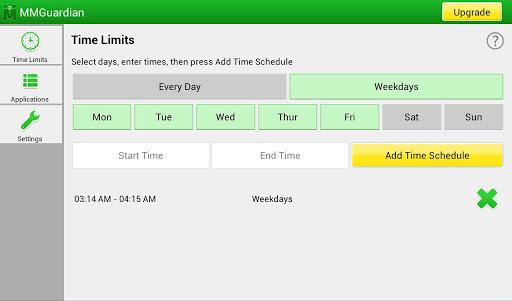 MMGuardian time limits