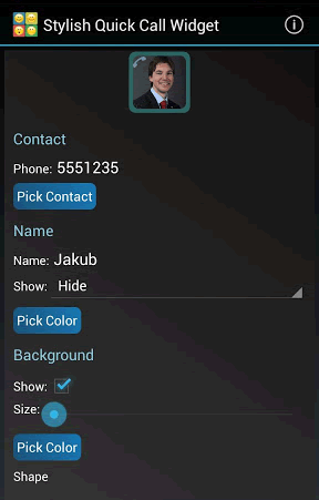 Stylish Quick Call lets you pick a contact and customize how it looks.