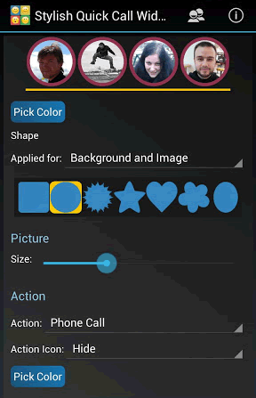 You can change the shape of the contact widget in Stylish Quick Call.