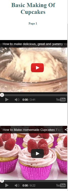 Actual video recipes for a listing.