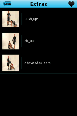 Video presentations for push-ups, sit-ups, above shoulders