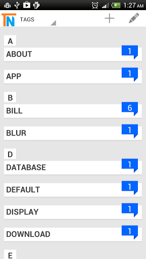 Categorize notes using the tags.