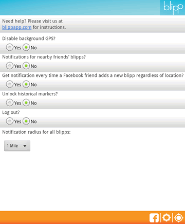 Blipp settings