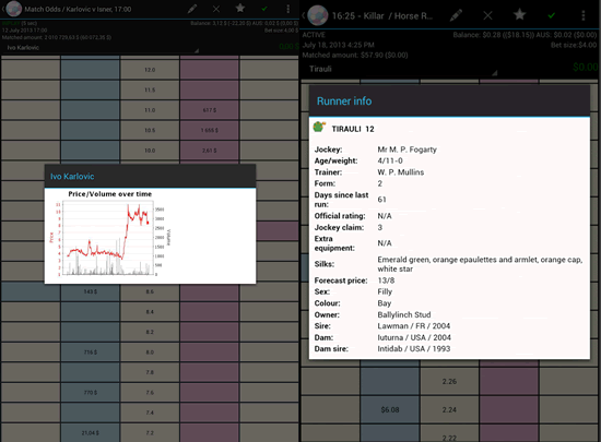 Runner info and price chart help you bet