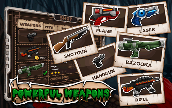 Lots of weapon choices in Zombie Combat
