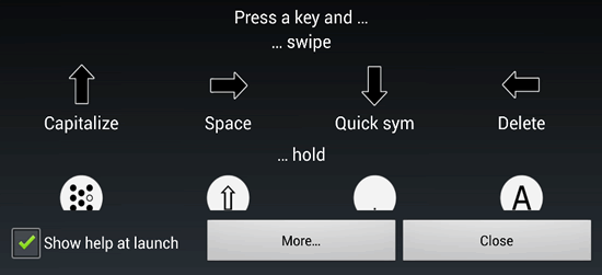 Swipe actions in KeyZag