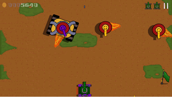 The retro-style in Lone Tank,  from environment to enemies.