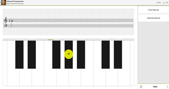 Interval comparison exercise in Perfect Ear