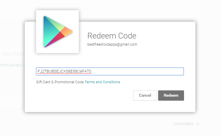 google play redeem codes list for apps