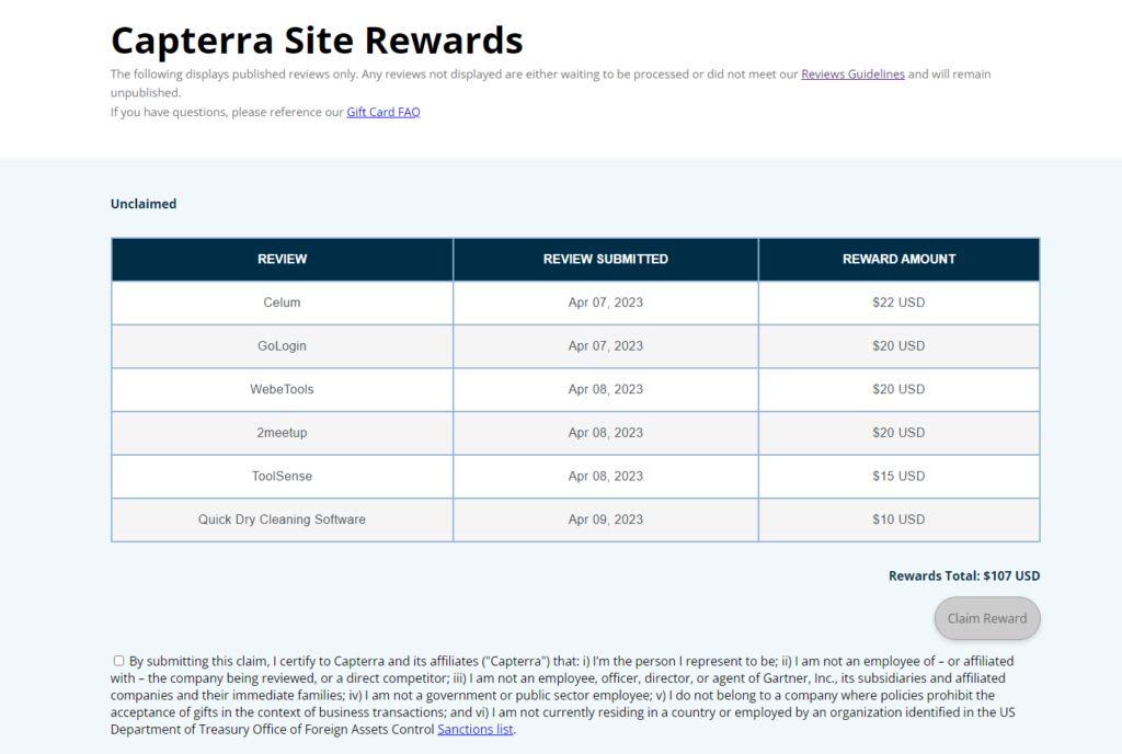 Claim your Amazon Gift card from Capterra - step 2