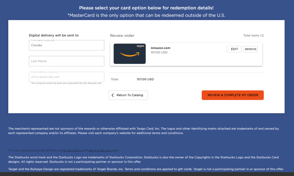 Claim your Amazon Gift card from Capterra - step 5