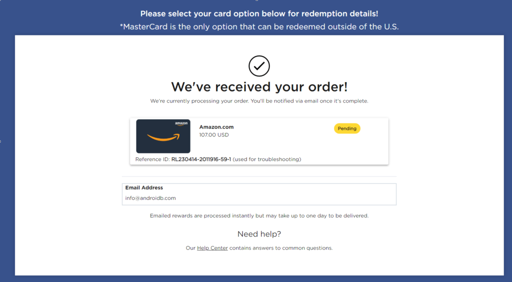 Claim your Amazon Gift card from Capterra - step 6
