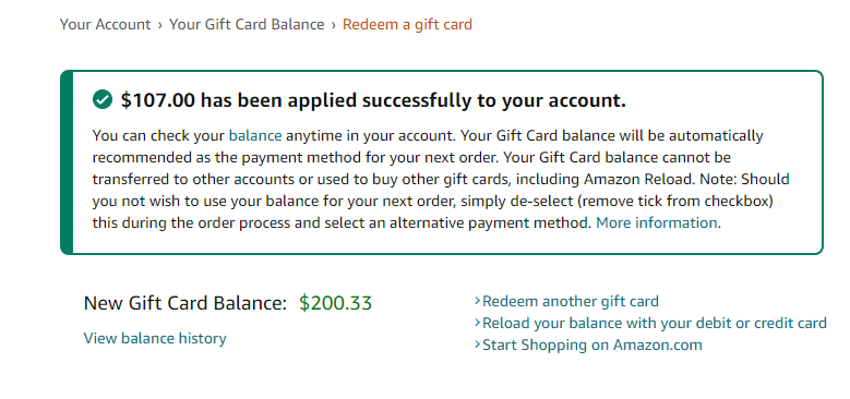 Apply an Amazon Gift Card